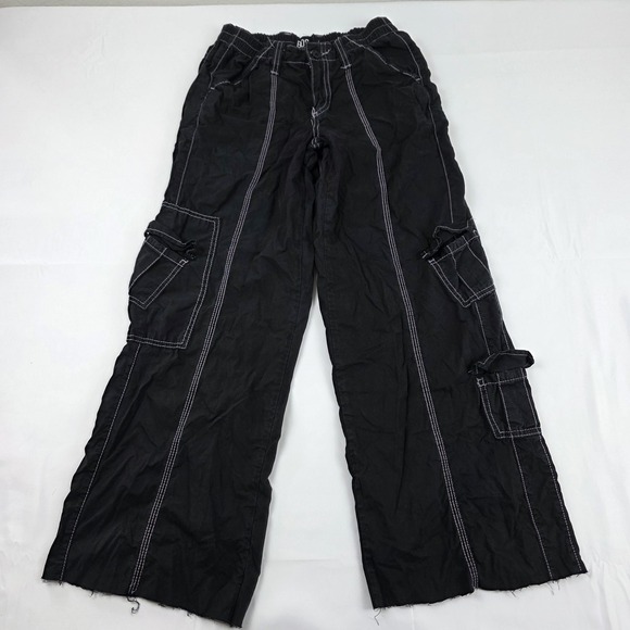 BDG Pants - BDG Y2K Cargo Pants Womens XS Black Wide Leg Elastic Waist Utility Pockets